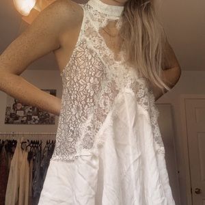WHITE LACE HIGH NECK DRESS